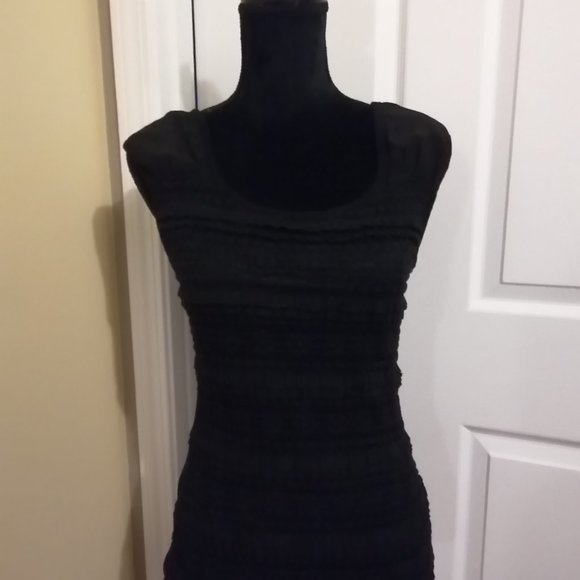 Black ruffle tank stop sheer shoulder - Picture 1 of 3